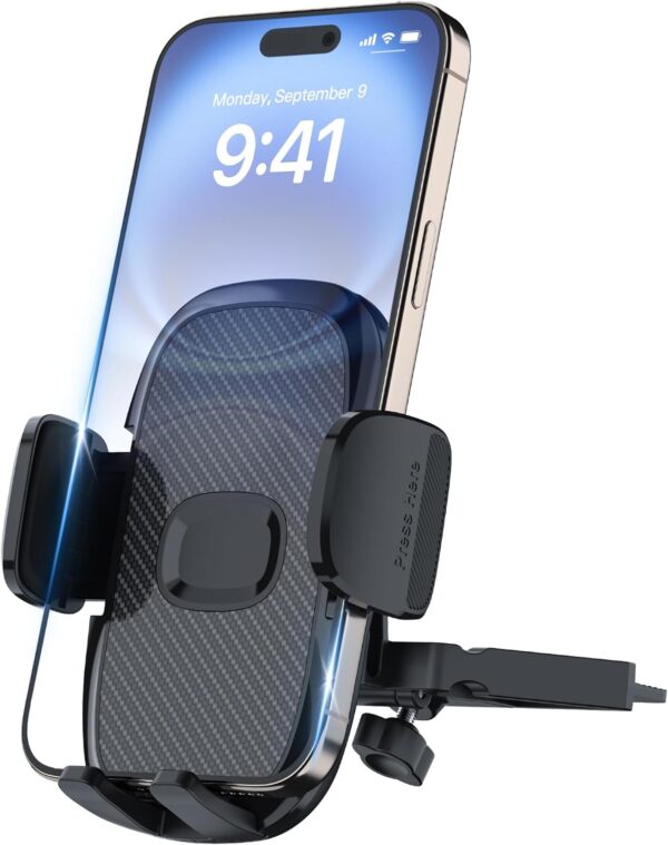 NTMY Sturdy CD Slot Phone Mount with One Hand Operation Design, Hands-Free Car Phone Holder Universally Compatible with All iPhone & Android Cell Phones, for Smartphone Mobile