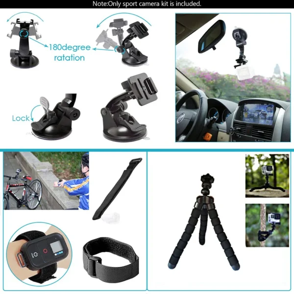 Action Camera Accessories Kit for GoPro Hero 13 12 11 10 9 8 7 6 5 4 Session 3 Black Max Insta360 Yi 4K DJI AKASO Campark SJCAM