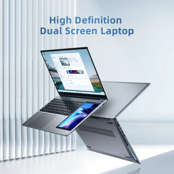 BYONE Dual Screen Laptop 15.6" + 7" Touch Screen Intel N100 16G RAM 512G 1T SSD 7 Color Keyboard Backlight Office Design Laptops