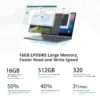 BMAX Y14 14 inch Laptop Notebook 16GB RAM LPDDR5 512GB SSD Windows 11 1920*1080 IPS Intel N100 Portable