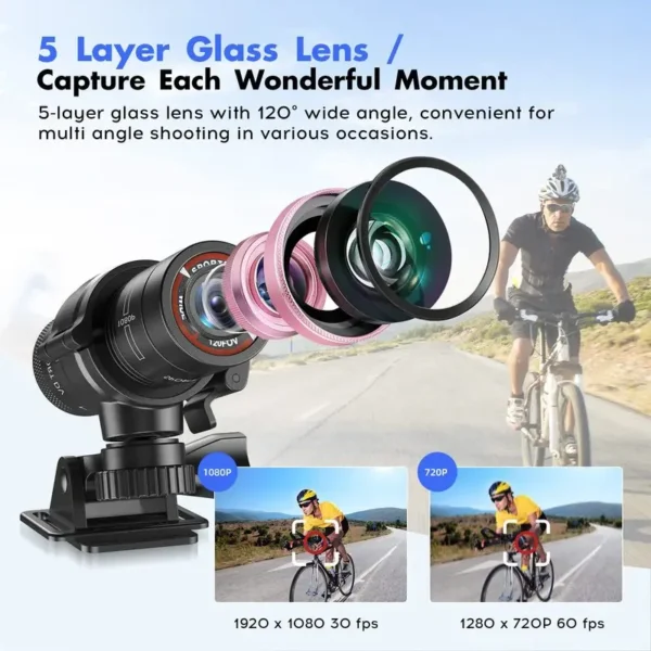 F9 Action Camera HD 1080P Bike Motorcycle Helmet Camera Outdoor Sport DV Video DVR Audio Recorder Dash Cam For Car Bicycle