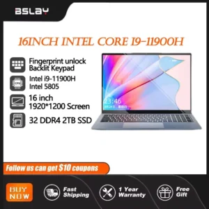 16inch Gaming Laptop Intel 5805 I9-11900H DDR4 Window11 32 RAM 2TB SSD HDMI HD Camera 8Cores 16 Threads Portable Computer PC