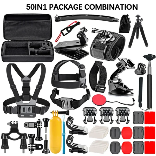 Action Camera Accessories Kit for GoPro Hero 13 12 11 10 9 8 7 6 5 4 Session 3 Black Max Insta360 Yi 4K DJI AKASO Campark SJCAM