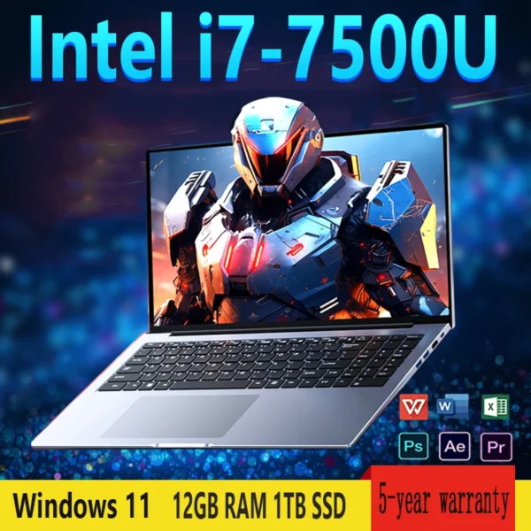 Portable 2025 Ultra Slim i7 Laptop Computer PC intel Core i7-7500U Laptops 12GB RAM 1TB 2TB SSD 14.1" Laptop Notebook Windows 11