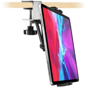 Universal Kitchen Under Cabinet Phone Tablet Holder for 4.7-13 inch Tablets Smartphone Metal Clamp Stand for iPad Air Pro iPhone