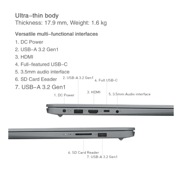 Lenovo Laptop IdeaPad 15s 2024 RAM 16GB SSD 512GB 15.6"Inch FHD 2K AMD Ryzen R5 7430U 4.3GHz 47Wh Notebook Ultrabook Computer PC