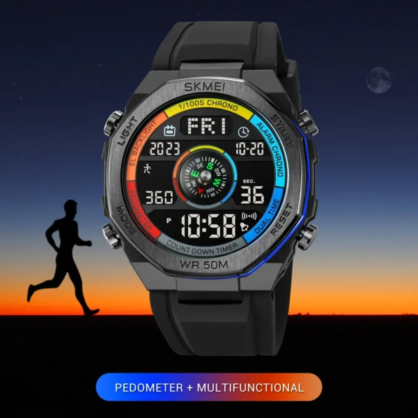 SKMEI 2209 Men's Outdoor Sports Compass Electronic Watch Multifunctional Waterproof LED Watch Sports Electronic Watch