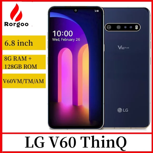 LG V60 ThinQ 5G 6.8" Original Unlocked Mobile 8GB+128GB V600TM V600VM V60AM Qualcomm865 Fingerprint (NO Polish/Hebrew)Cell phone
