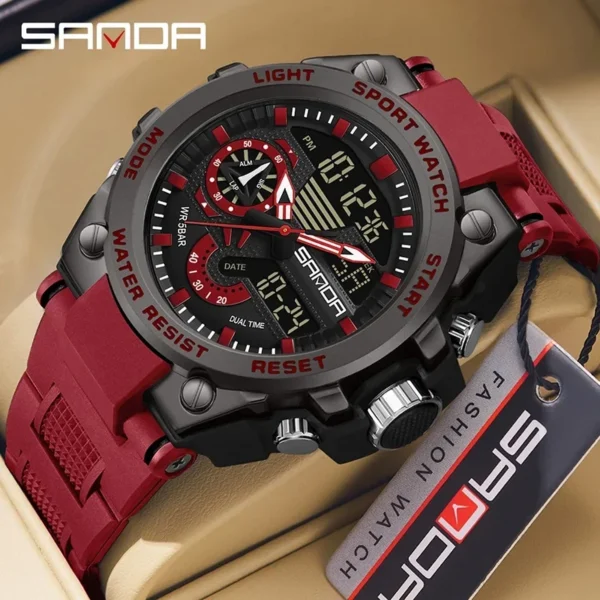 Sanda Men's Digital Fashion Waterproof Outdoor Sports Multifunctional Electronic Watch SD3302-12