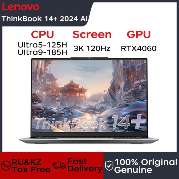 Lenovo Laptop Thinkbook 14+ 2024 AI 14.5" 3K 120Hz Screen UItra5-125H/UItra9-185H NVDIA RTX4060 Dolby Atoms Gaming Notebook PC