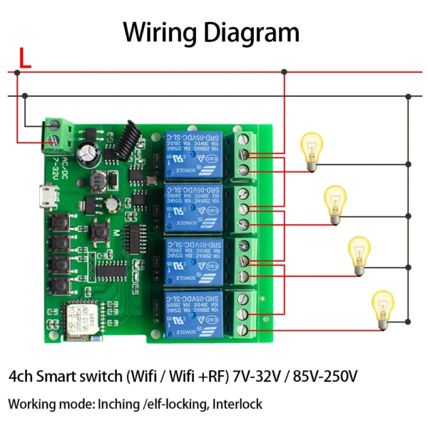 eWelink Smart Wifi Switch RF433 Relay 12V 24V 110V 220V Inching Interlock Self-lock Timer Home Automation Module For Alexa