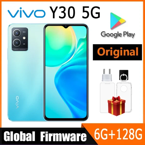 VIVO Y30 5G mobile phone Global firmware Dimensity 700 6.51" 5000mAh Type-C 1600×720 HD+ 6GB 128GB 13MP Cameras Used Phone