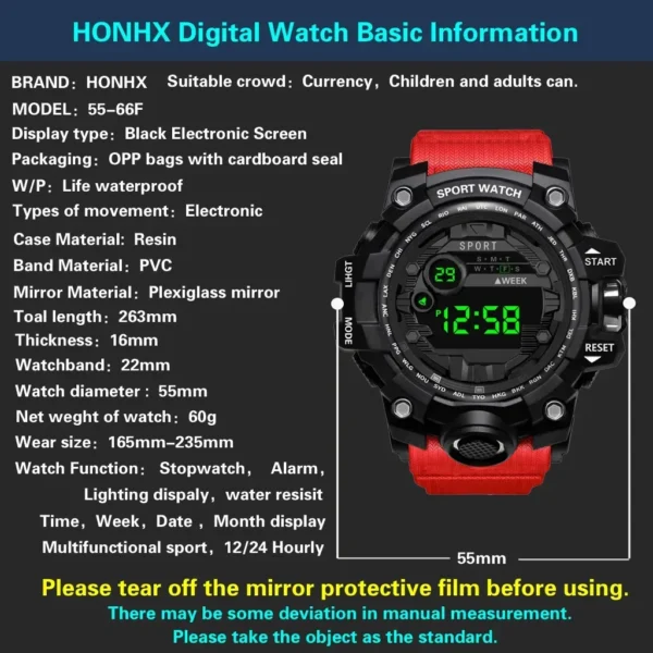 2024 New leisure multifunctional electronic watch for men simple waterproof sports date watches fashion Accessories