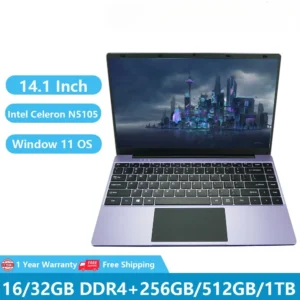 2024 Woman Laptops Girl Student NoteBook Netbook Office Study Gaming Computer 14.1 Inch Intel N5105 16GB RAM 1TB Five Colors