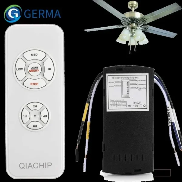 GERMA Universal Ceiling Fan Lamp Remote Control Kit AC 110-240V Timing Control Switch Adjusted Wind Speed Transmitter Receiver