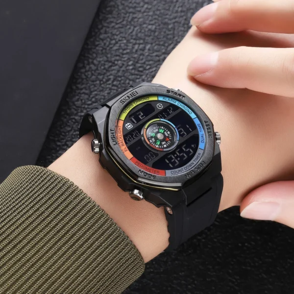 SKMEI 2209 Men's Outdoor Sports Compass Electronic Watch Multifunctional Waterproof LED Watch Sports Electronic Watch