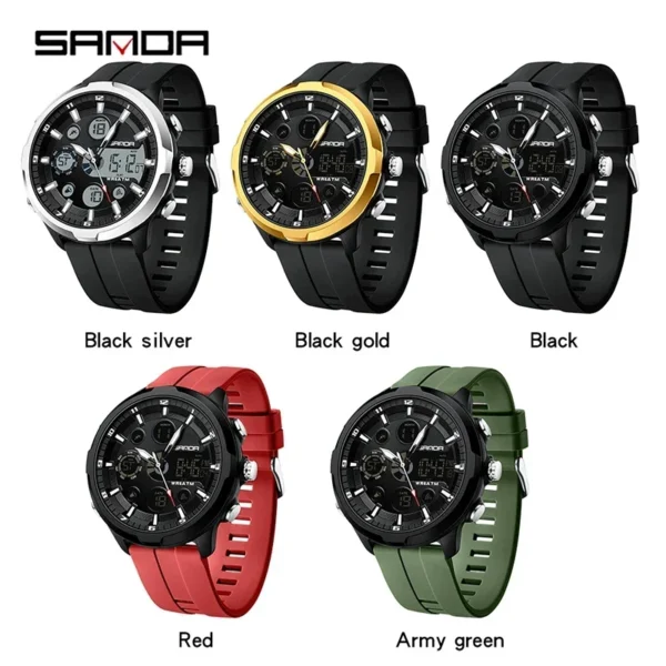 SANDA 9053 50M Waterproof Quartz Wristwatch for Male Relogios Masculino G Sports Military Men's Watches Luxury Digital Watch