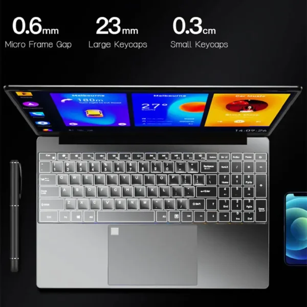 CRELANDER Laptop 15.6 Inch 16G RAM Intel N5095 Windows 11 Ultrathin Laptop Backlit Keyboard Fingerprint Unlock Notebook Computer