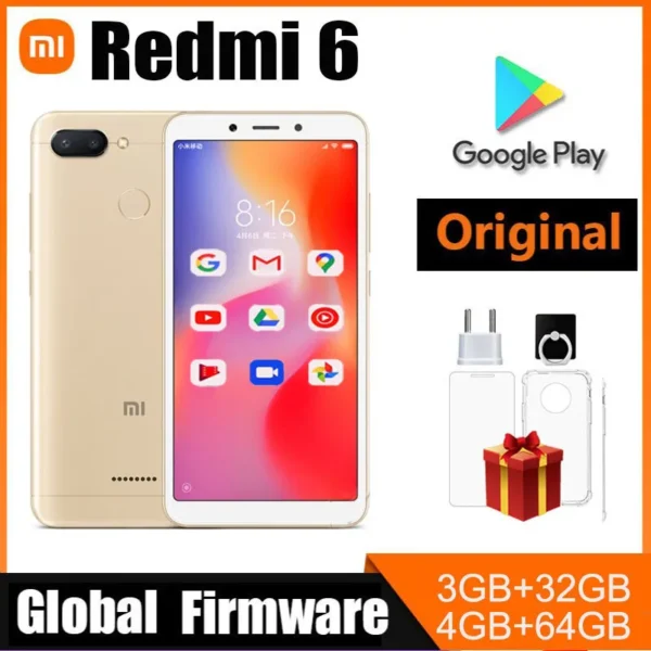 Global firmware Xiaomi Redmi 6 Smartphone 4G 64G 5.45 "MediaTek Helio P22 Android 8.1Posterior fingerprint used phone