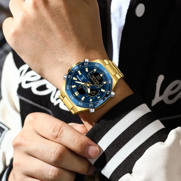POEDAGAR Fashion Men Clock Waterproof Luminous Week Date Man Watch LED Dual Time Display Digital Electronic Quartz Men's Watches