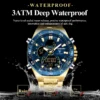 POEDAGAR Fashion Men Clock Waterproof Luminous Week Date Man Watch LED Dual Time Display Digital Electronic Quartz Men's Watches