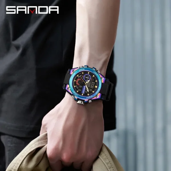 Sanda Men's Digital Fashion Waterproof Outdoor Sports Multifunctional Electronic Watch SD3302-12