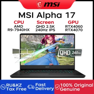 MSI Alpha 17 Gaming Laptop 17.3 Inch QHD 2.5K 240Hz IPS Screen Notebook AMD Ryzen R9-7940HX 16GB 1TB RTX4070 Gaming Computer PC