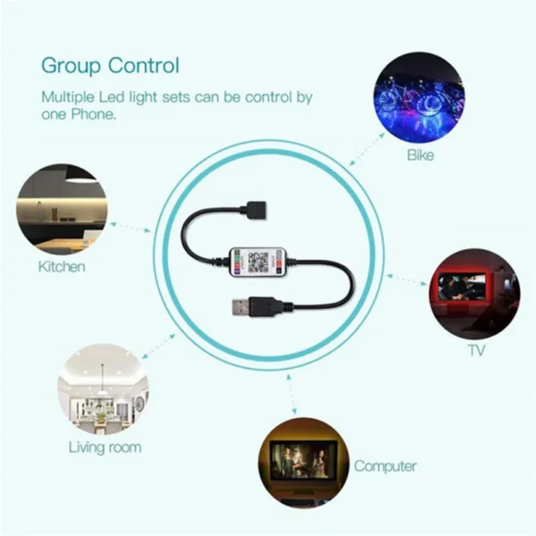 Hot Mini Wireless 5-24V Smart Phone Control RGB LED Strip Light Controller USB Cable 4.0 Smart Home Automation Modules