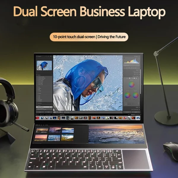 Dual Screen Laptop Intel Xeon W-10885M 16.1+14.1 Inch 5.3GHz 64GB DDR4 4TB SSD 8Cores 16 Threads HD Camera Portables Computer