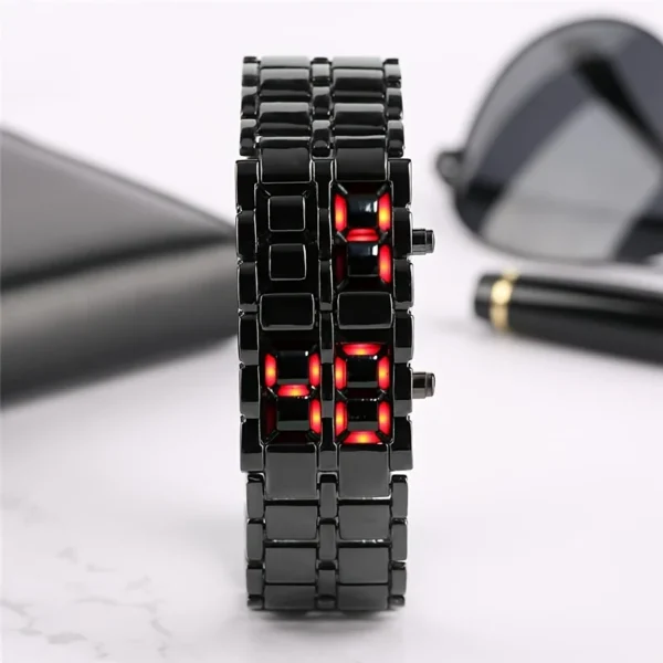 kf-S9fcb517740a7426fbb00915482529758s LED Display Electronic Watch Novelty Red Blue LED Lava Digital Wristwatch For Women Men