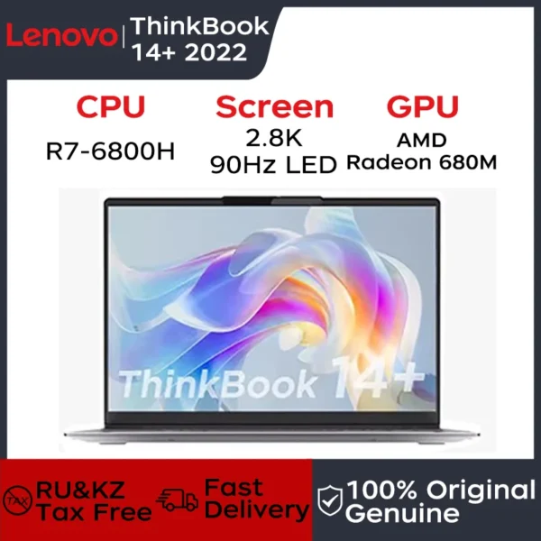 Lenovo Laptop Thinkbook 14+ 2.8K 90Hz 14" AMD Ryzen R7-6800H 32GB LPDDR5 RAM 512G/1T/2TB SSD AMD 680M Notebook PC
