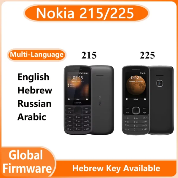 Nokia 215/225 4G Mobile Phone 2.4" Dual SIM Bluetooth 1150mAh Long Standby Hebrew Key used phone