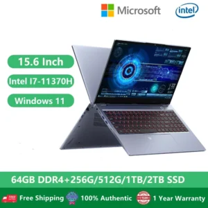 Gamer Laptops Computer office Metal Notebook Netbook Windows 11 11th Gen Intel I7-11370H 64GB RAM Dual DDR4 Slots SSD 5G WiFi