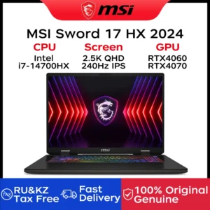 2024 MSI Sword 17 HX Laptop 17 Inch 2.5K QHD 240Hz IPS Screen Netbook i7-14700HX 16GB 1TB SSD RTX4060 Gaming Notebook Computer