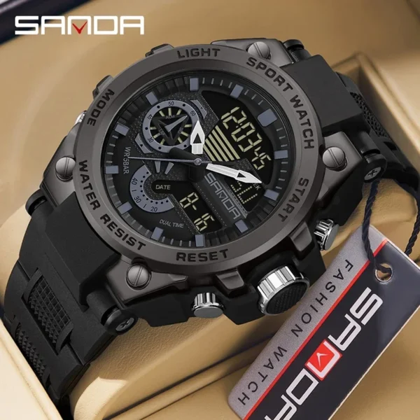 Sanda Men's Digital Fashion Waterproof Outdoor Sports Multifunctional Electronic Watch SD3302-12