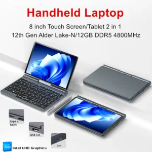 12th Gen P8 N100 Mini Gaming Laptop Intel Alder Lake N100 8 Inch Touch Screen 12G DDR5 Windows 11 Notebook Yoga Tablet PC 2 in 1