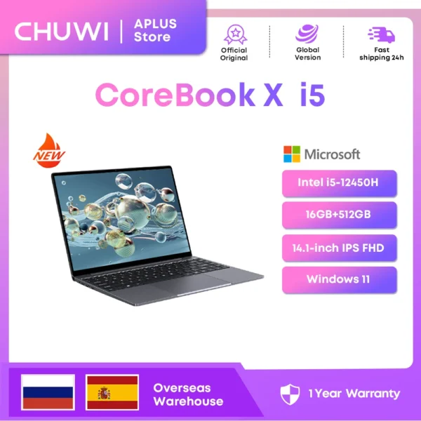 kf-Sccf9cc9ee7a8419d8ef9293f30dad566G CHUWI CoreBook X Laptop Intel i5-12450H 16GB DDR4 512GB SSD 14 inch FHD 2160 * 1440 Windows 11 Gaming NoteBook 1TB SSD Expand