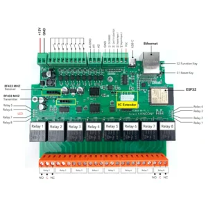 Kincony A8 Smart Home Automation Module Controller WiFi Ethernet Relay ESP32 RF Remote Dimmer Switch MQTT TCP Web HTTP Tasmota