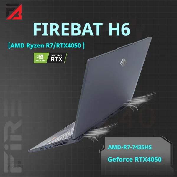 FIREBAT H6 16 Inch Geforce RTX 4050 AMD Ryzen7 7435HS DDR5 165Hz FHD Wifi6 BT5.1 16GB 512GB Gaming Gamer Notebook Laptop