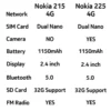 Nokia 215/225 4G Mobile Phone 2.4" Dual SIM Bluetooth 1150mAh Long Standby Hebrew Key used phone