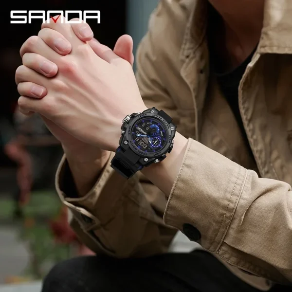 Sanda Men's Digital Fashion Waterproof Outdoor Sports Multifunctional Electronic Watch SD3302-12