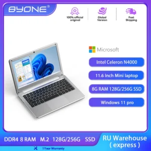 BYONE 11.6 Inch Mini Laptop Intel N4000 Cheap laptop 8GB RAM 256GB SSD Student Office Small Portable Netbook With WIFI Bluetooth