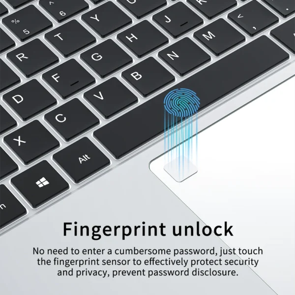 BYONE 15.6 Inch Slim Laptop Intel Celeron N5095 8G 12G RAM 256G 512GB SSD Keyboard Backlight Fingerprint Unlock Portable Laptops