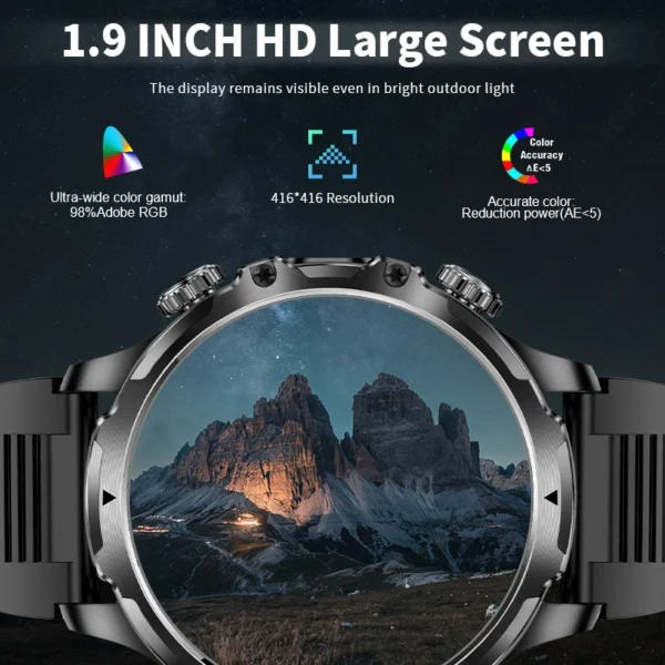 LIGE Smartwatch Military Men 1.9" HD Screen Flashlight Waterproof 700mAh Battery Heart Rate BT Call Smart Watch For Android IOS