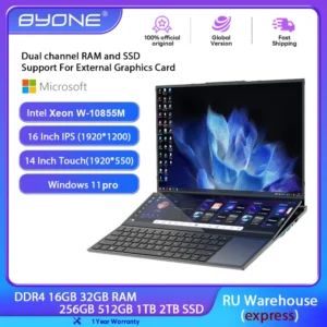 BYONE Dual Screen Gaming Laptop Computer 32GB/16GB DDR4 RAM 1TB/2TB SSD Intel 10th Gen Windows 11 Notebook Touch Laptop