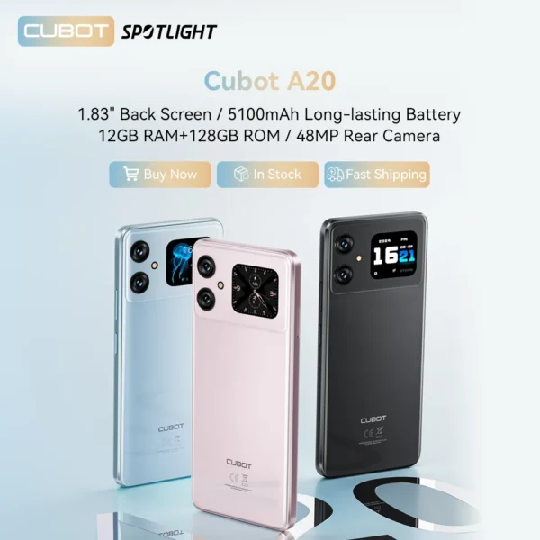 [World Premiere]Cubot A20 4G Smart Phone Android 14 12GB(4GB+8GB Extend)+128GB 90Hz 6.745" HD+Display Face ID 5100mAh Cellphone