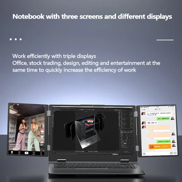 Triple Screen Laptop 16+10.5+10.5inch I7-1260P 64GB 4TB DDR4 Win11 Face Recognition Fingerprint Unlock WIFI6 HD Camera Computer