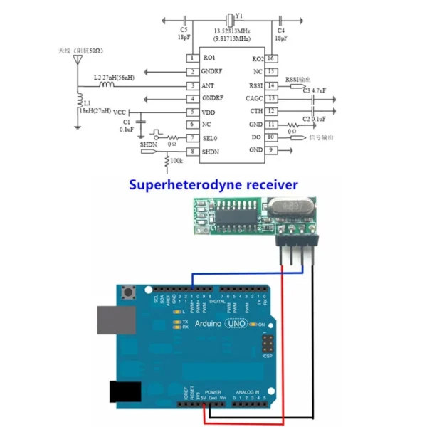 433 Mhz Superheterodyne RF Receiver and Transmitter Module For Arduino Uno Wireless Module Diy Kit 433Mhz Remote Control Module